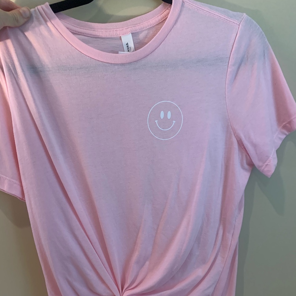 Pink smiley face tee